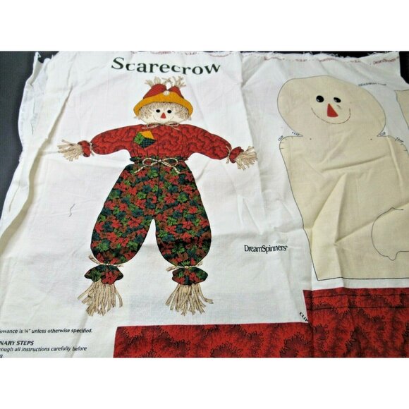 Vintage Sewing Panel Scarecrow Decoration Cut Sew Thanksgiving Fall Christmas - Picture 8 of 9